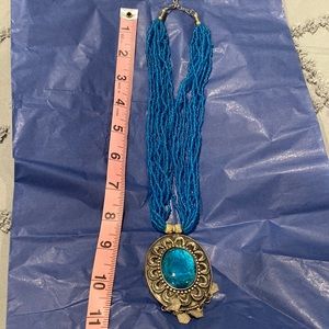 Antiqued blue and silver necklace statement